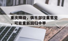 重庆降级，俱乐部征集意见，可能重新回归中甲的简单介绍